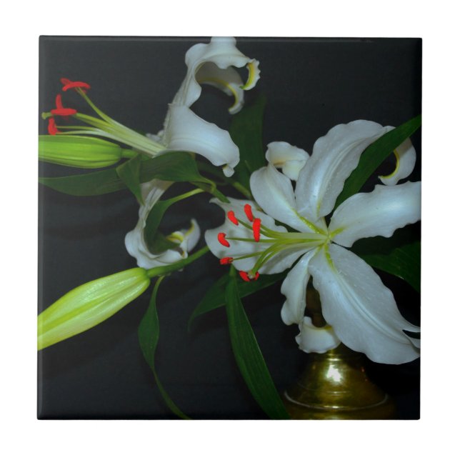 Irländsk design-Mässing och blomsamling Kakelplatta (Framsidan)