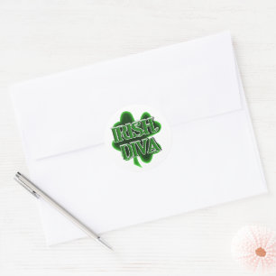 Irländsk diva St. Patrick's Day Runt Klistermärke