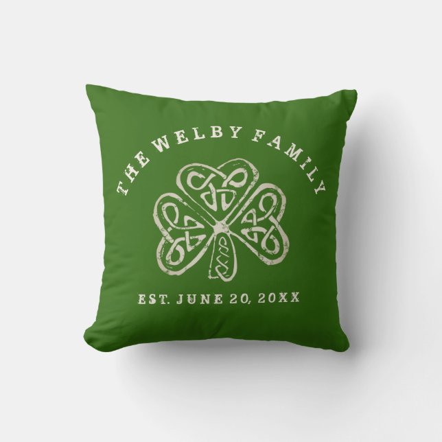 Irländsk familj Est för Artsy Shamrock. Datera Kudde (Framsida)