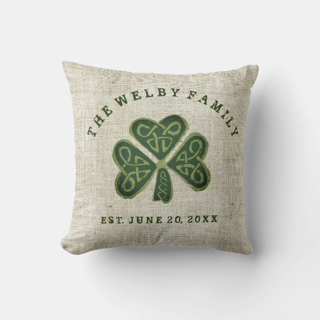 Irländsk familj Est för Artsy Shamrock. Datera Kudde (Framsida)
