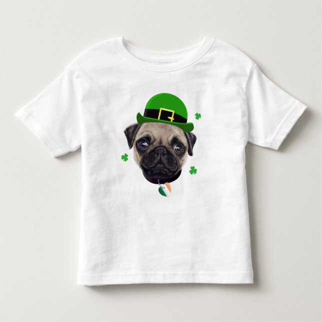 Irländsk flagga för mopshundst patrick's day t shirt (Framsida)