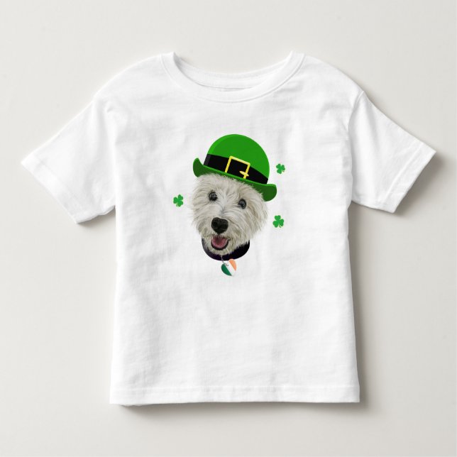 Irländsk flagga för Westie hundsaint patrick's day T Shirt (Framsida)