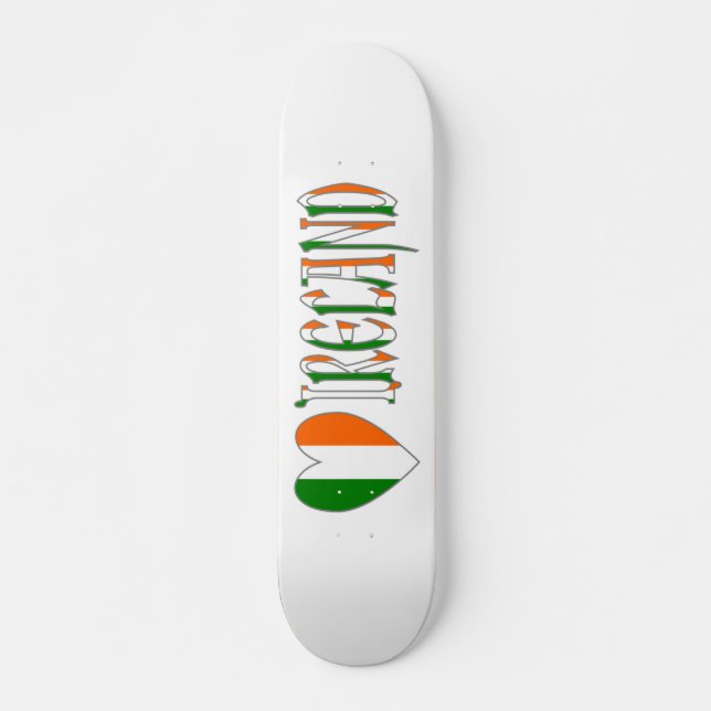 Irländsk flagga hjärta & ord Irland Skateboard Bräda 19,5 Cm (Framsida)