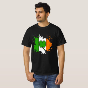Irländsk flagga Shamrock St Patricks Day Svart Gra T Shirt