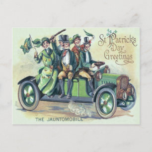 Irländsk flagga Shillelagh Grön bil Shamrock Vykort