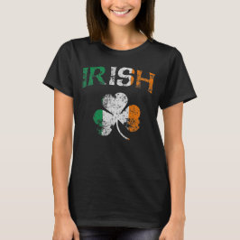 Irländsk flaggaShamrock för gullig vintage Tee Shirt