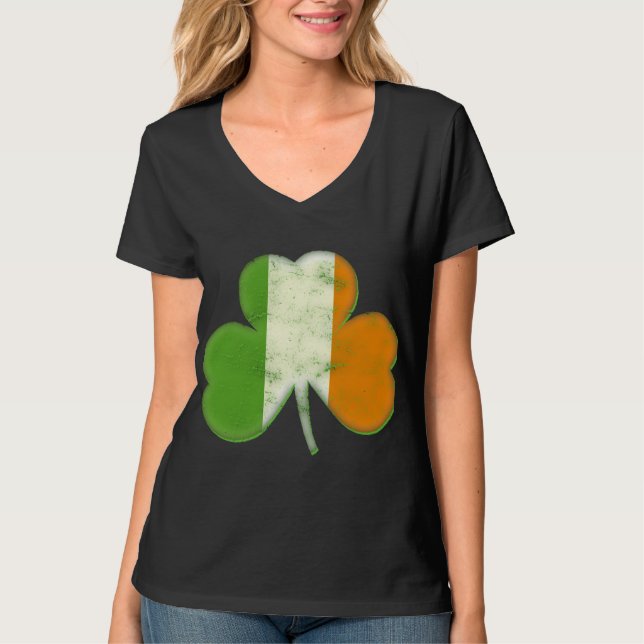Irländsk flaggaShamrock för vintage T Shirt (Framsida)
