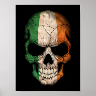 Irländsk flaggaskalle på svart poster