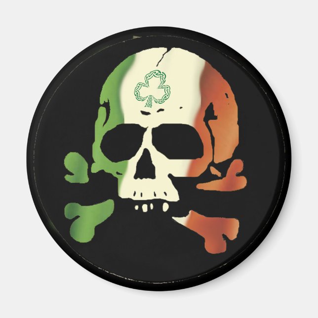 Irländsk flaggskalle magnet (Framsidan)