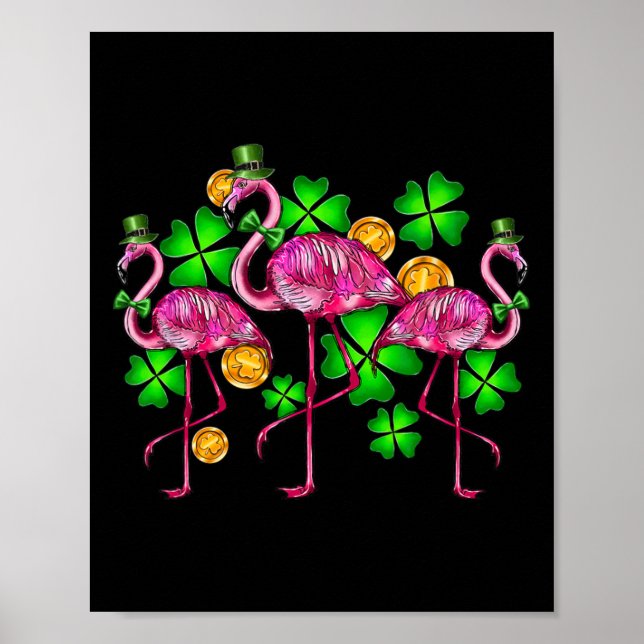 Irländsk Flamingo St Patricks Day Fågel Djur Barn  Poster (Framsidan)