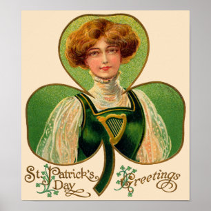 Irländsk flicka St. Patrick's Day-affisch Poster