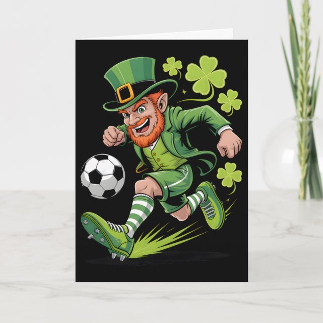 Irländsk fotboll Leprechaun Kul St Patricks Day Fo Kort (Framsida)