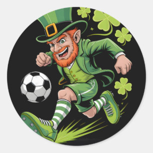 Irländsk fotboll Leprechaun Kul St Patricks Day Fo Runt Klistermärke