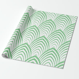 Irländsk grön Art Deco geometrisk mönster Presentpapper