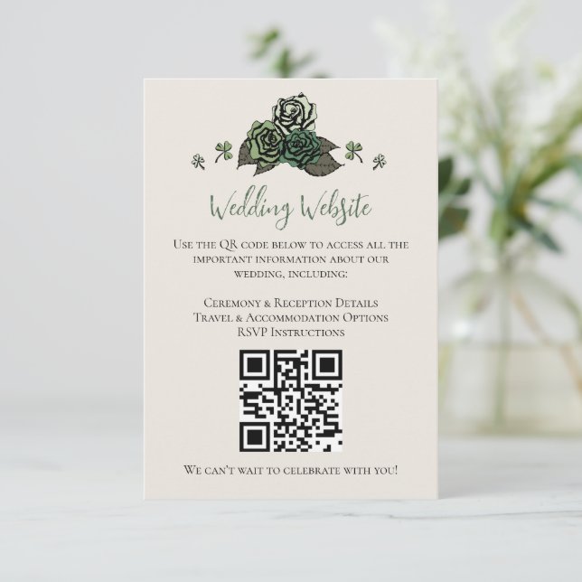 Irländsk grön blomsterlik kran wedding-webbplats Q Tilläggskort (Stående Fram)