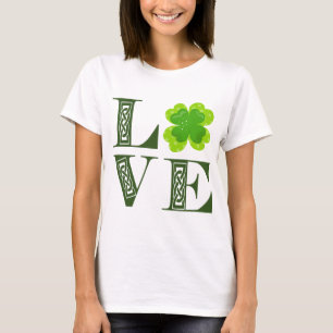 Irländsk grön klöver Shamrock Celtic Knut Kärlek T Shirt