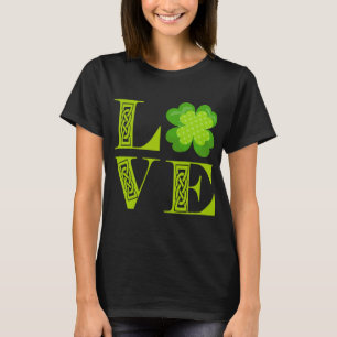 Irländsk grön klöver Shamrock Kelterknut ÄLSKA T Shirt