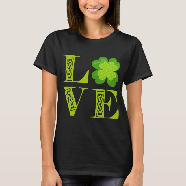 Irländsk grön klöver Shamrock Kelterknut ÄLSKA T Shirt (Framsida)