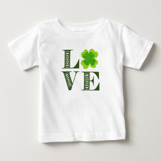 Irländsk grön klöver Shamrock Keltisk knut KÄRLEK  T Shirt (Framsida)