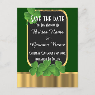 Irländsk grön och guld save the date meddelande vykort