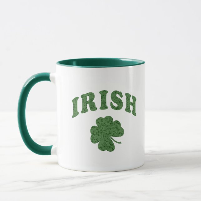 Irländsk grön Shamrock-mugg - Tvåtons kaffekopp (Vänster)