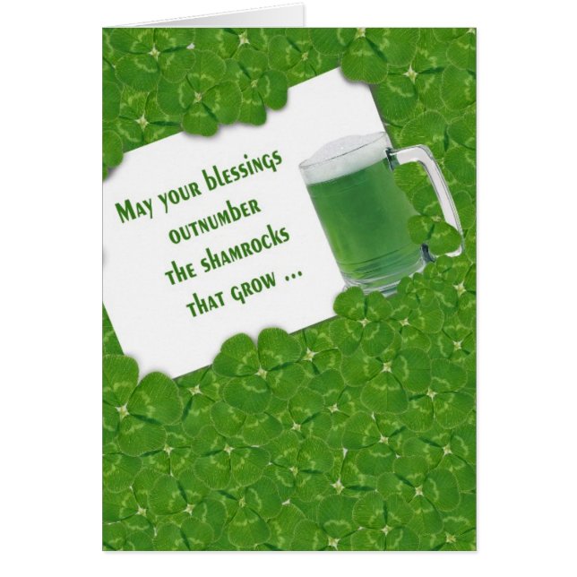 Irländsk Grönt öl i schamrocks Hälsningskort (Framsidan)
