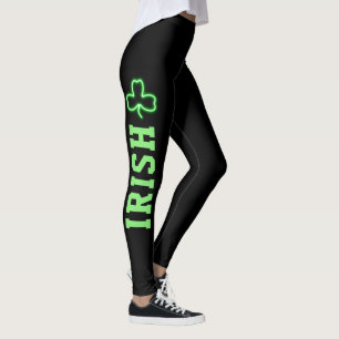 Irländsk Grönt Shamrock Black St patricks day Leggings