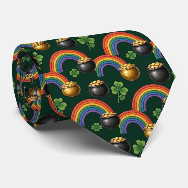 Irländsk gryta med guld och shamrock slips (Rullad)