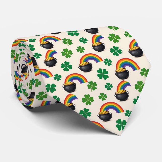 Irländsk gryta med guld och shamrock slips (Rullad)