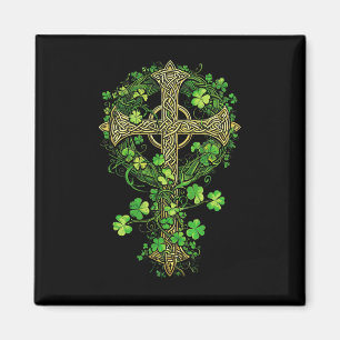 Irländsk harpa Keltisk korsknut Klöver St Shamrock Magnet