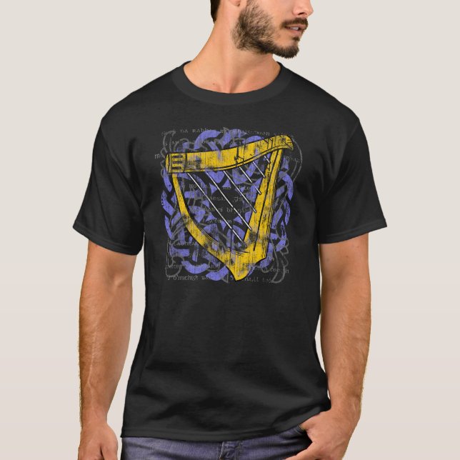 Irländsk harpamanar mörka skjorta tee shirt (Framsida)