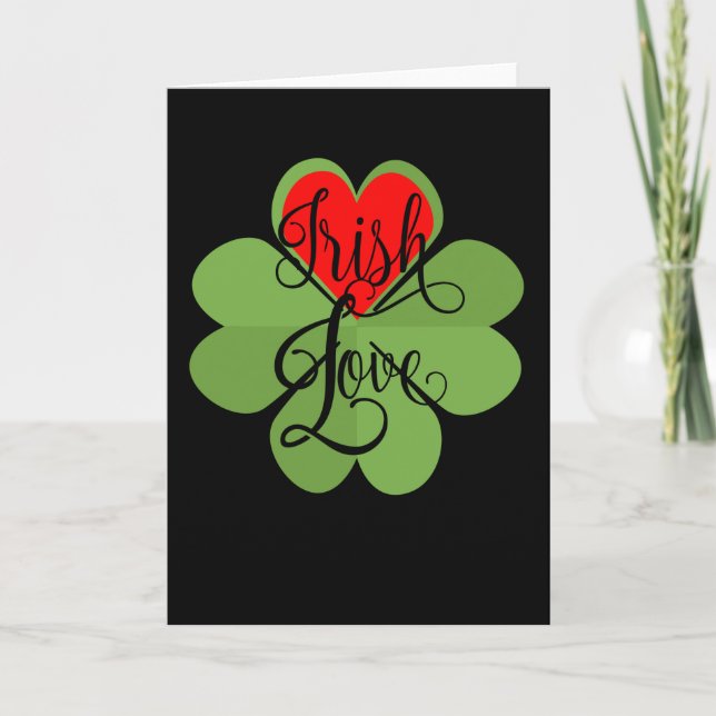 Irländsk hjärta kärlek Shamrock Kärlekspresent Kort (Framsida)