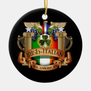 Irländsk italienare all amerikan julgransprydnad keramik