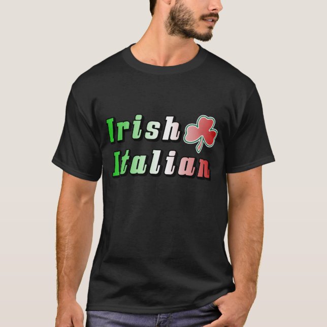 Irländsk italiensk flagga Shamrock St. Patrick's D T Shirt (Framsida)