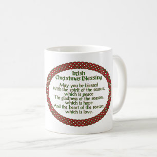 Irländsk jul som välsignar, röd grön Celtic Kaffemugg