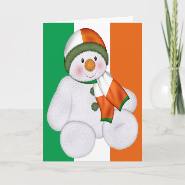 Irländsk julsnöman helgkort (Framsida)