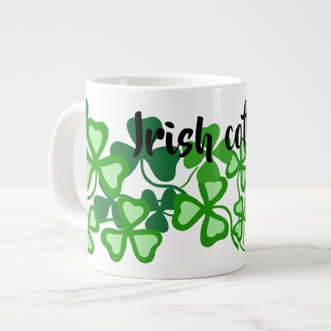 Irländsk kaffe shamrock, grön klöver, Irland-mugg  Jumbo Mugg (Framsida vänster)