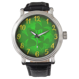 Irländsk kaffeshamrock/grön klöver, Irland, grönt Armbandsur