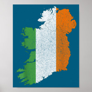 Irländsk karta och Irlands flagga arv St. Patrick Poster