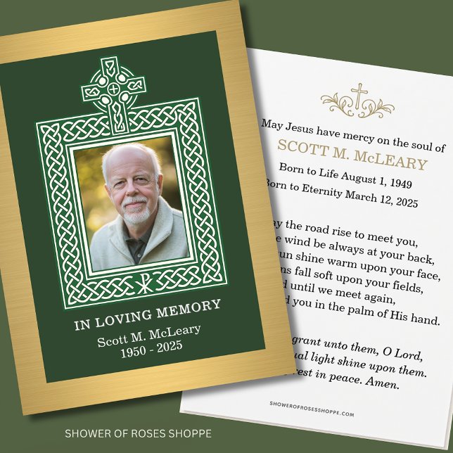 Irländsk katolsk Memorial Celtic Kor med Chi-Rho Visitkort (Skapare uppladdad)