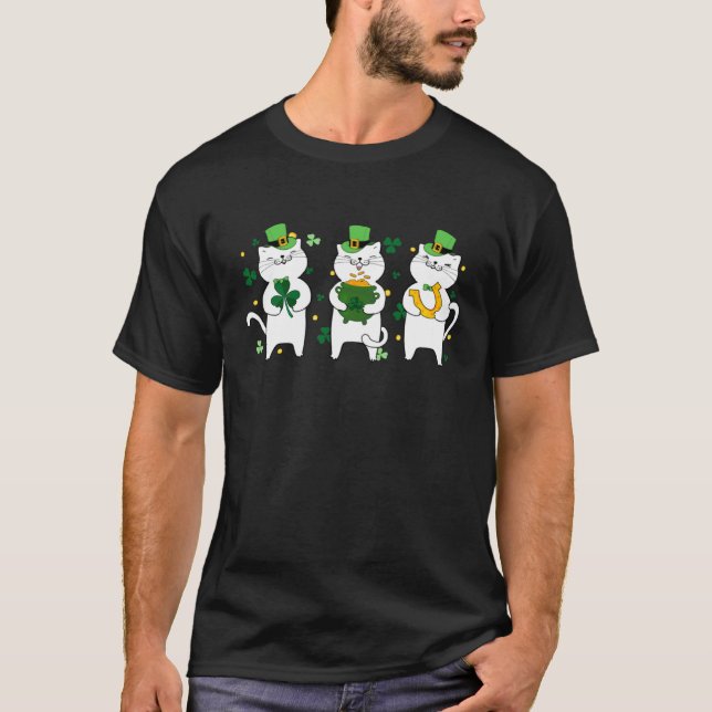Irländsk katt Leprechaun hatt St Patricks Day Sham T Shirt (Framsida)