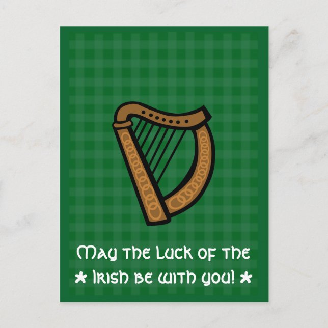 Irländsk keltisk harpa Saint Patrick's Day Vykort (Framsida)
