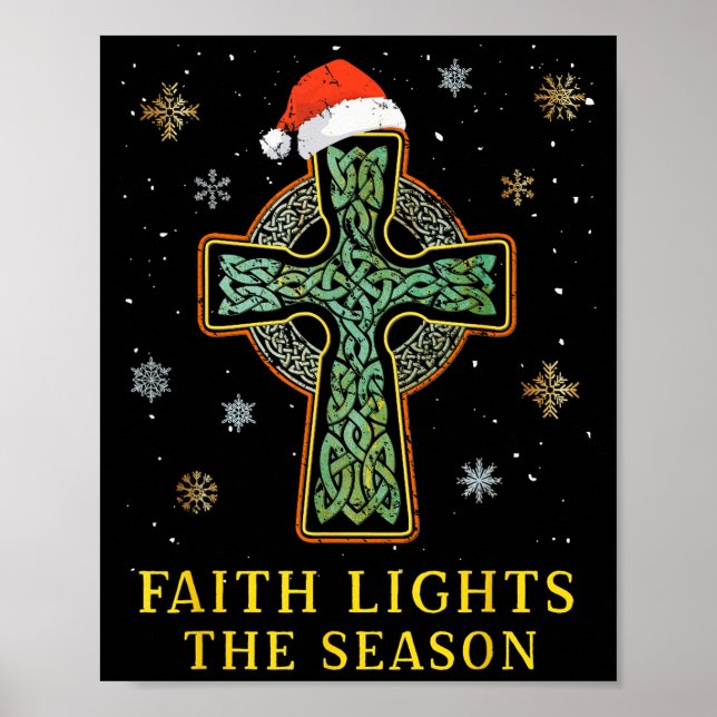 Irländsk keltisk korsknut kristen tro Santa hatt  Poster (Framsidan)