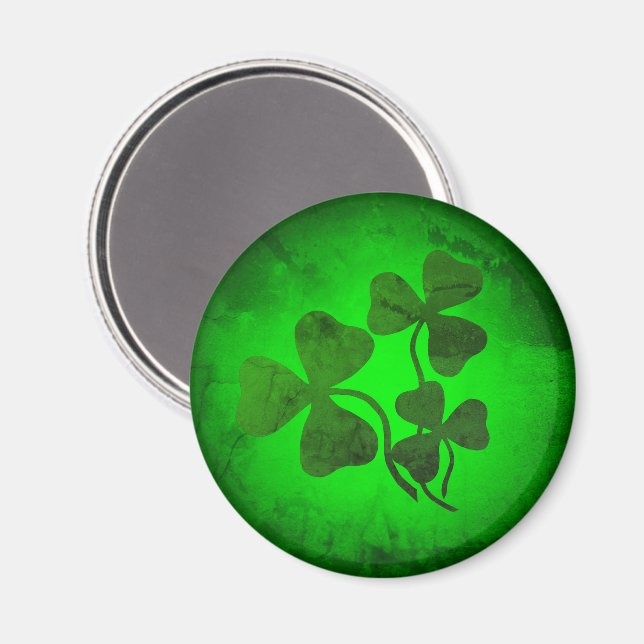 Irländsk klöver, irländskt grönt sken magnet (Front/Back)