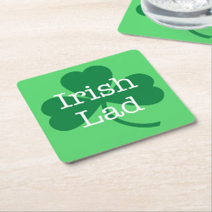 Irländsk knatte, grönt ShamrockSts Patrick party Underlägg Papper Kvadrat
