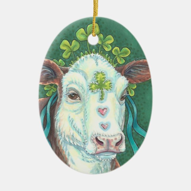 Irländsk ko ST. PATRICK'S DAY KVIG ORNAMENT Oval (Framsidan)