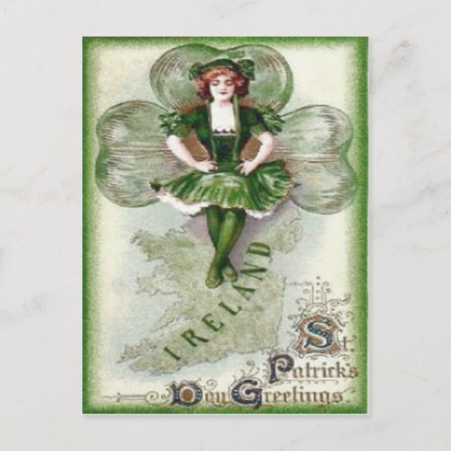 Irländsk kvinna Irland Shamrock Riverdance Vykort (Framsida)