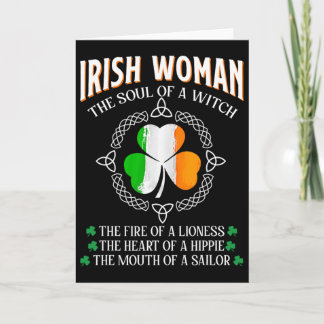 Irländsk kvinna Själens kraft hos en häxa Shamrock Kort