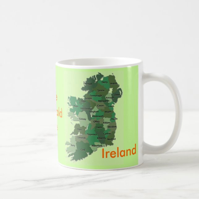 Irländsk länkarta av den Irland muggen Kaffemugg (Höger)
