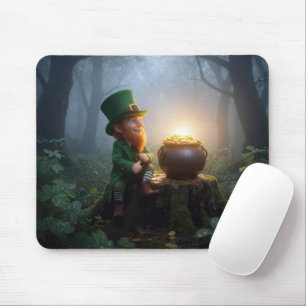 Irländsk Leprechaun i en dimmig skog Musmatta